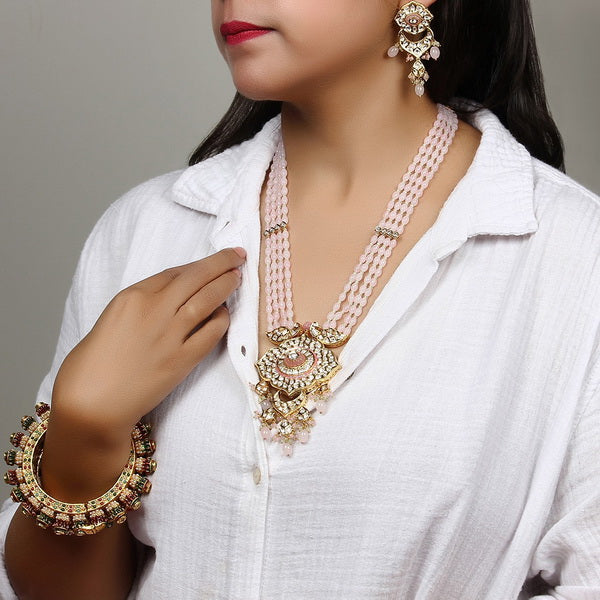 Baby Pink Polki Kundan Haar