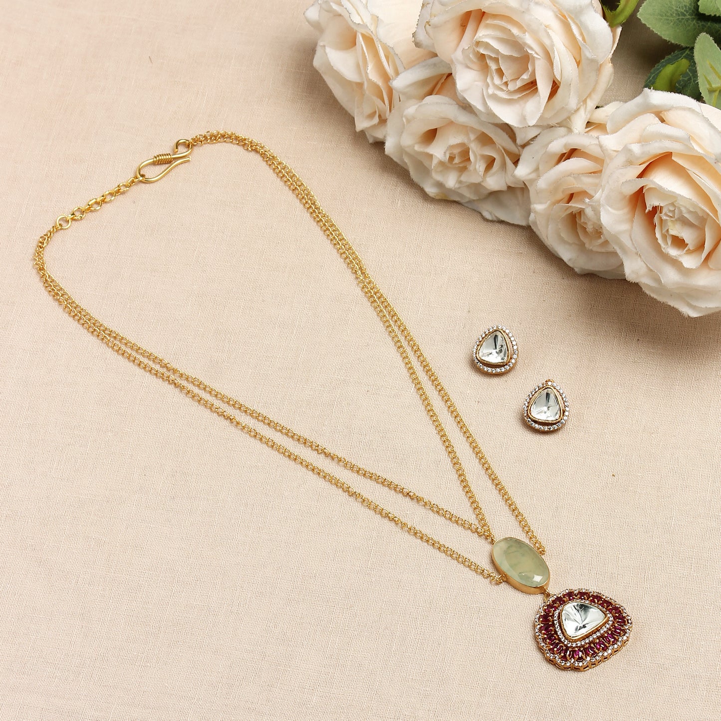Polki Pendant with Studs