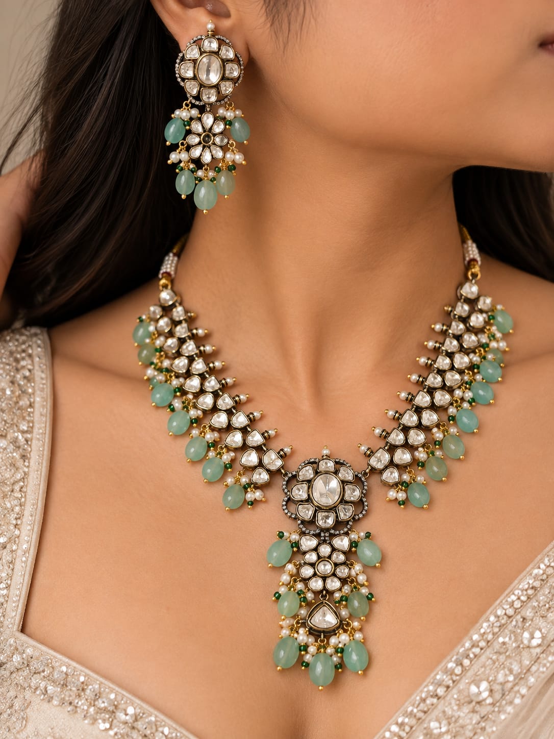Pachi kundan neckset for women 