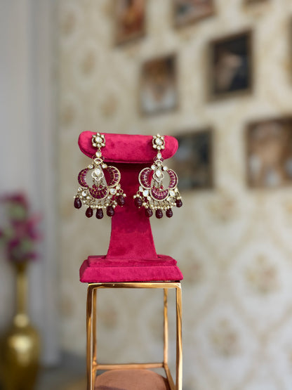 Uma Polki Earrings in Ruby