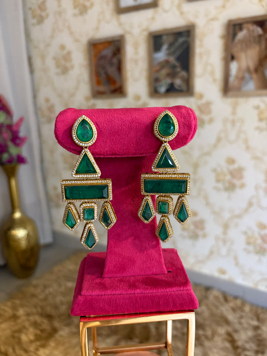 Saanvi Contemporary Earrings in Emerald