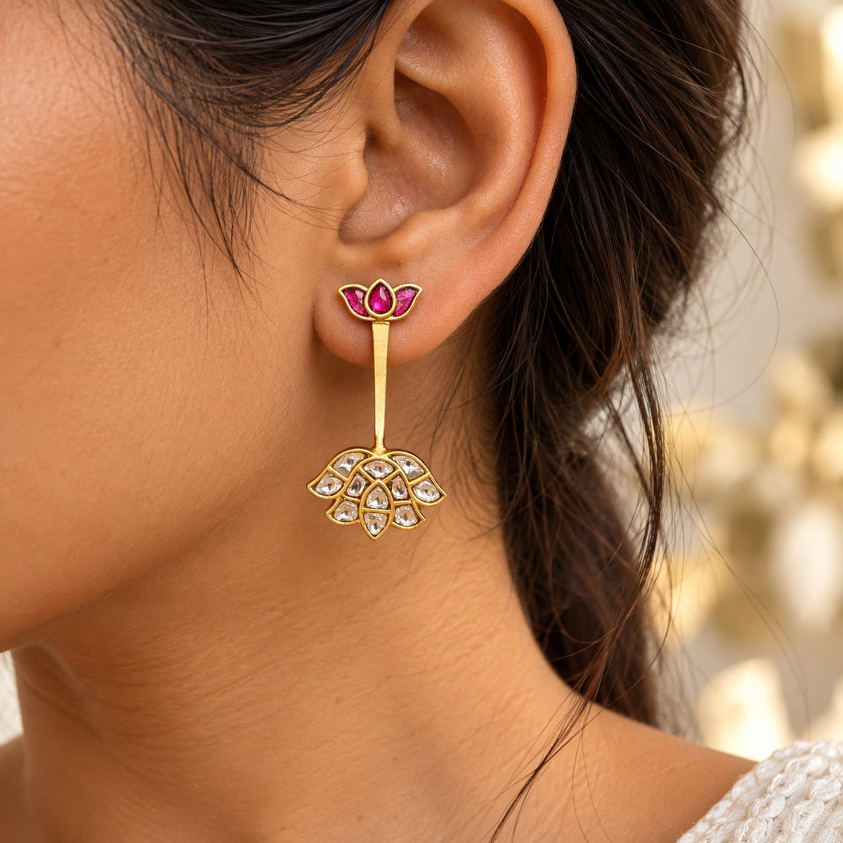 Kundan poki earring 