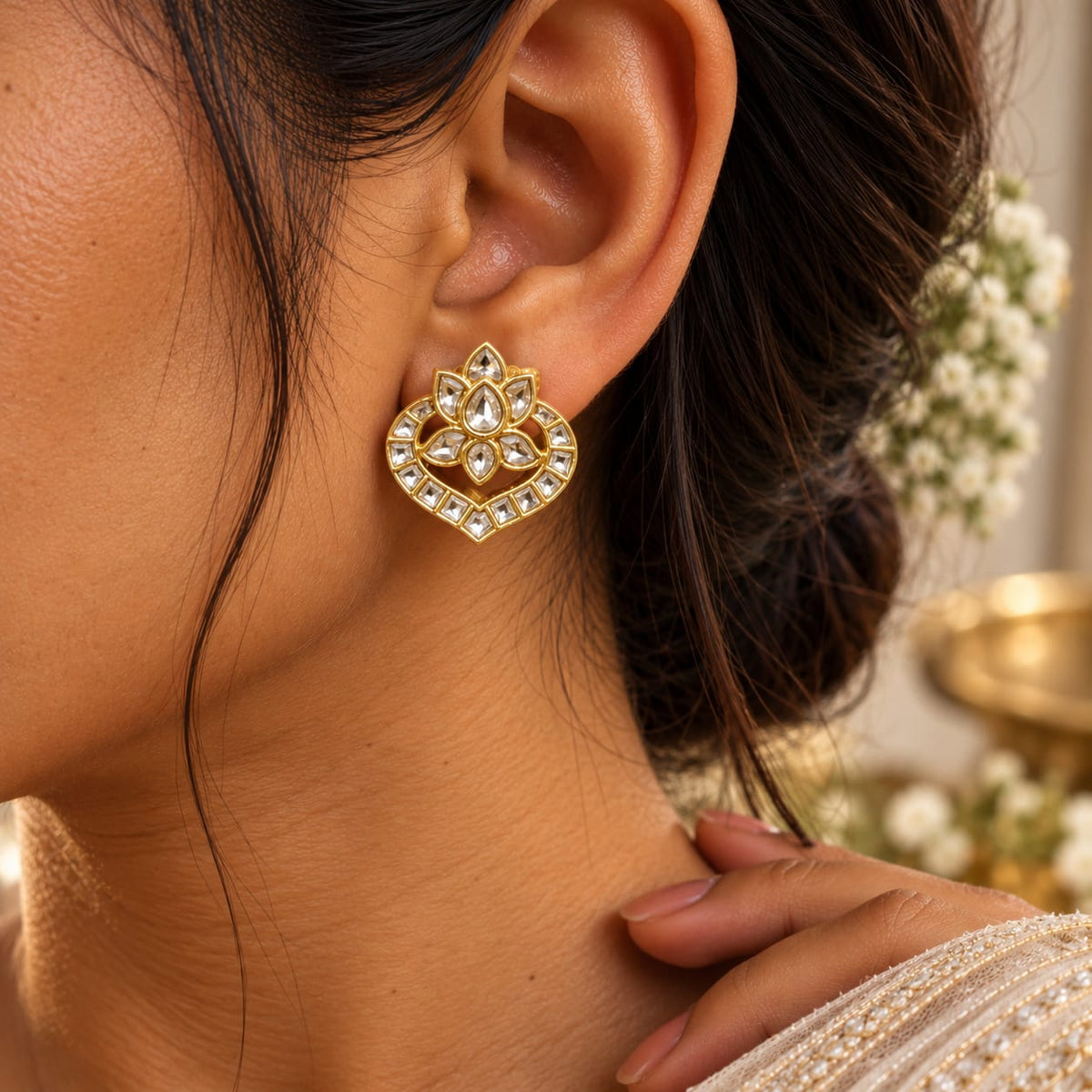 Kundan polki earring