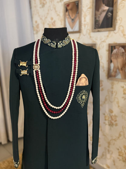 Ruby and Pearl with Side Polki pendant