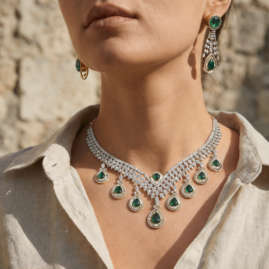 Abha AD Necklace in Emerald