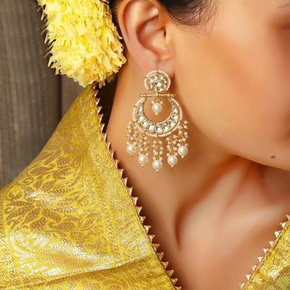 Ruksar Kundan Earrings in Pearl