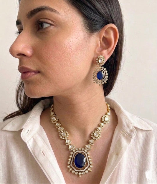 The Veda Drop Necklace - Blue Stone