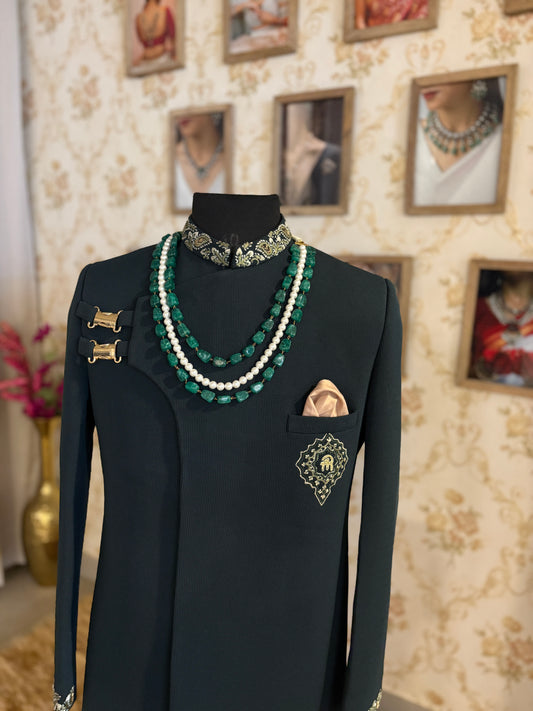 Big Emeralds with Natural Pearls