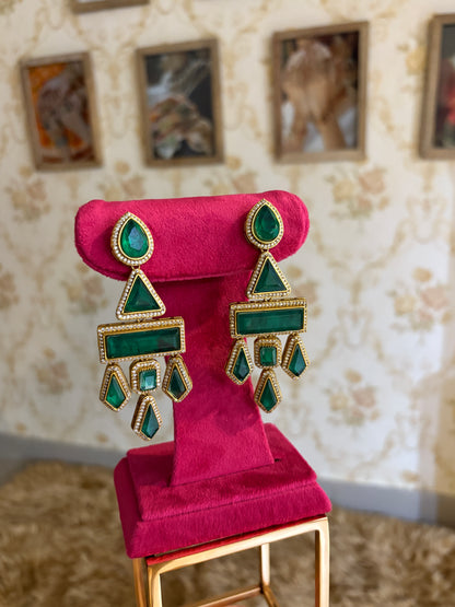 Saanvi Contemporary Earrings in Emerald