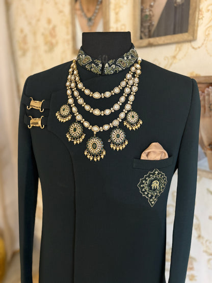 Polki with Emerald 3 Line Haar