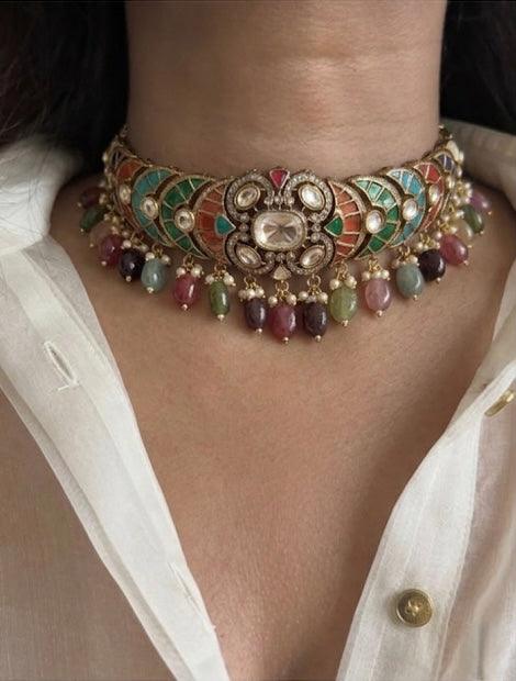 Pranika Navratan Modern Choker