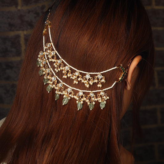 Aarvi Ear Chain in Green