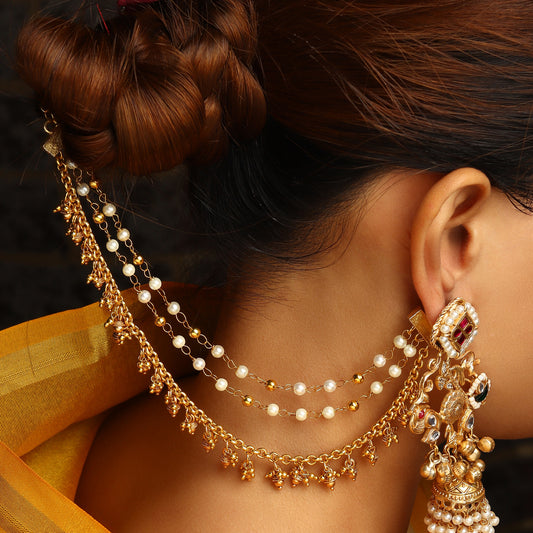 Naira Earchain in Pearl and Gold