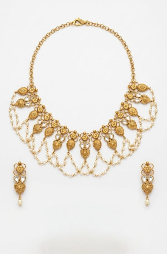  kundan pearl bridal necklace set