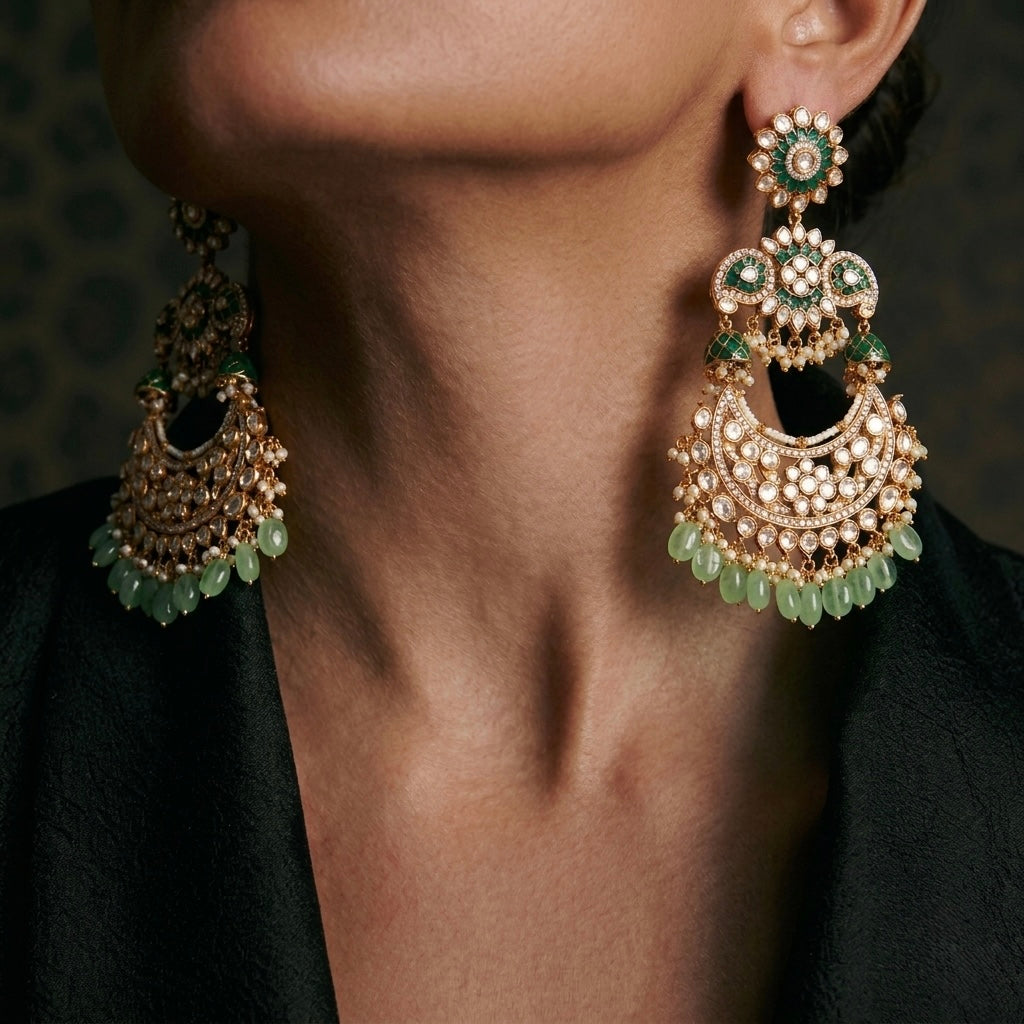 Jade Palace Chandbalis
 Moissanite Earrings