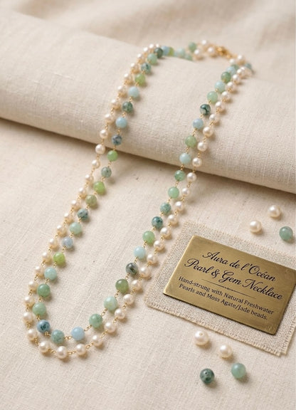 Green and Pearl Mala