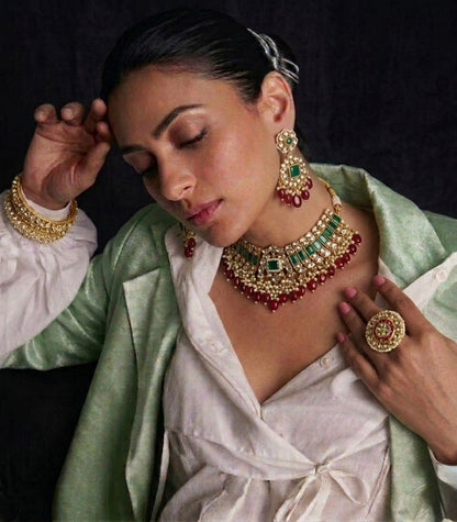 Advika Choker in Pachi Kundan