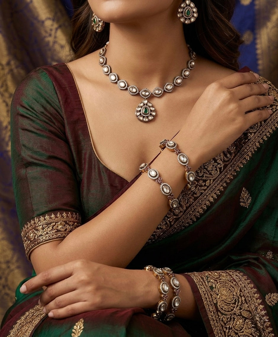 Antique Polki Bangle in Ruby