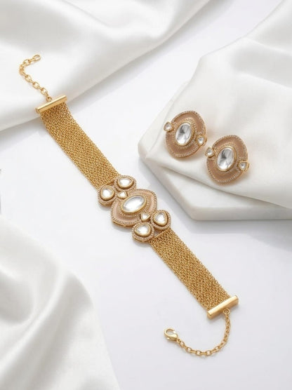 Gold mesh chain kundan choker