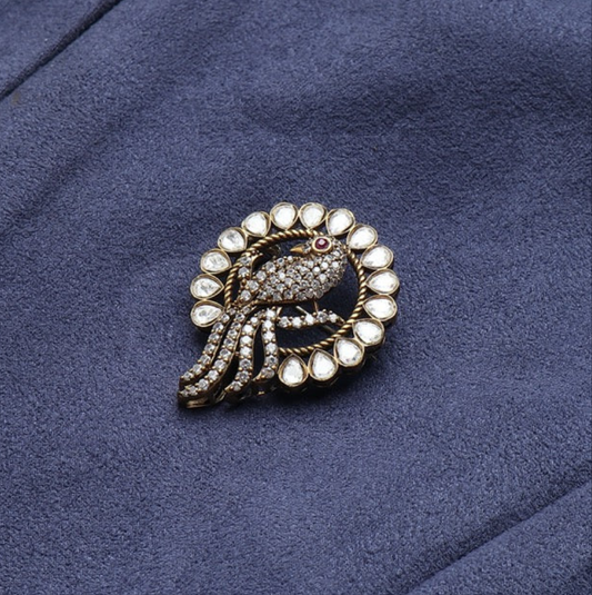 Bird in Polki Brooch