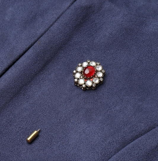 Polki Lapel Pin in Ruby