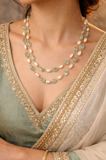 Rubaya Mala in Mint and Pearl