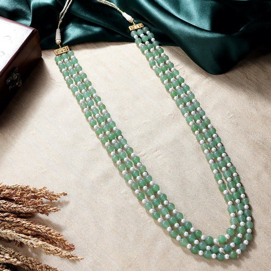 Mala in Soft Green and Pearls