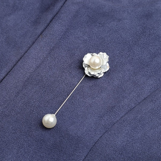 Flower and Pearl Lapel Pin