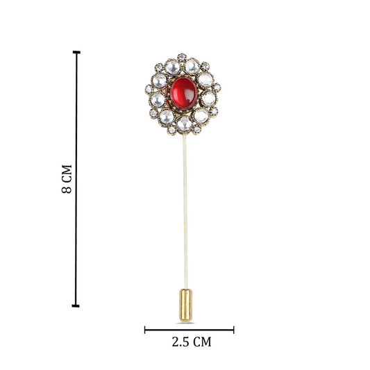 Polki Lapel Pin in Ruby