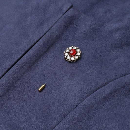 Polki Lapel Pin in Ruby