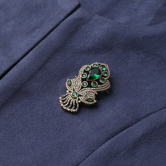 Raja Green Polki Brooch