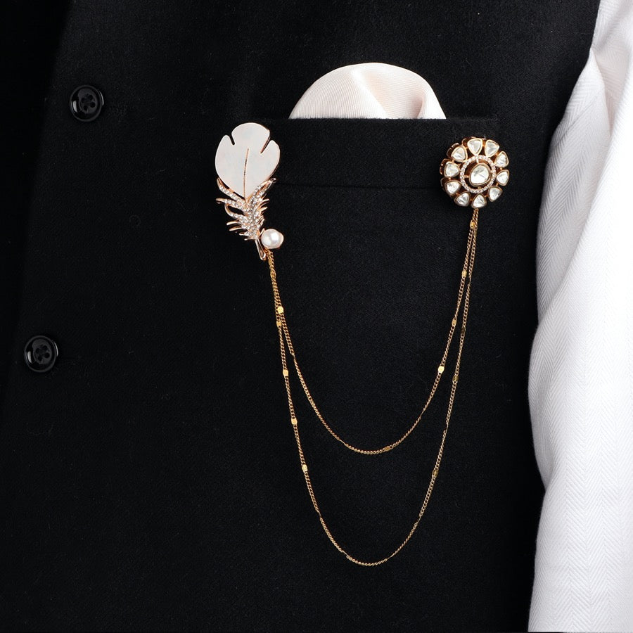 MOP Feather with White Polki Stud