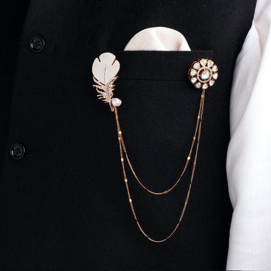MOP Feather with White Polki Stud
