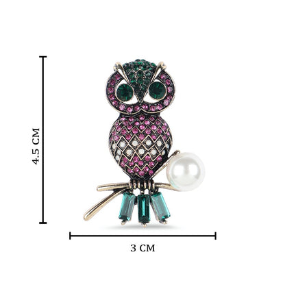 Owl in White Pearl with Multi Stud