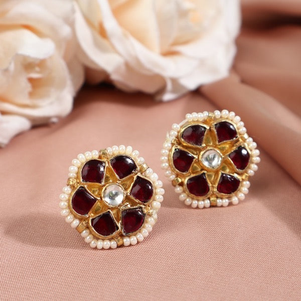 Zara Studs in Ruby