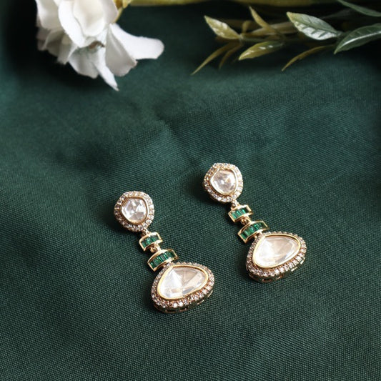 Shadab Polki Earring in Emerald