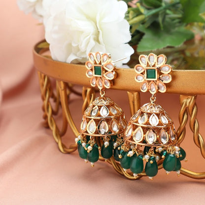 Iqra Polki Jhumki in Green