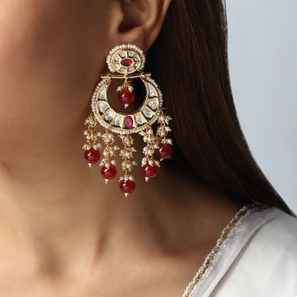 Ruksar Kundan Earrings in Ruby