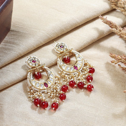 Ruksar Kundan Earrings in Ruby