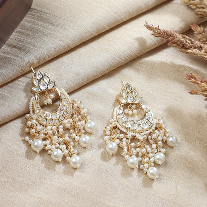 Nazneen Kundan Earrings in White