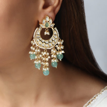 Nazneen Kundan Earrings in Aqua