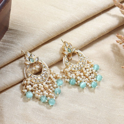 Nazneen Kundan Earrings in Aqua