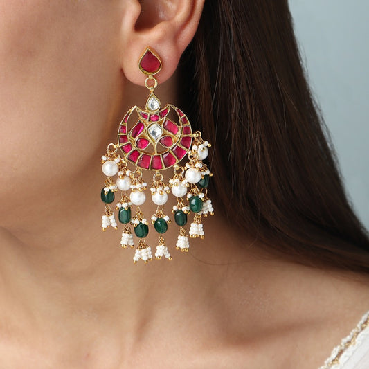 Suhana Kundan Earrings in Green