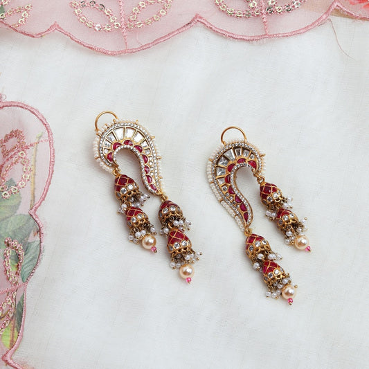 Meera Kundan Earrings in Ruby