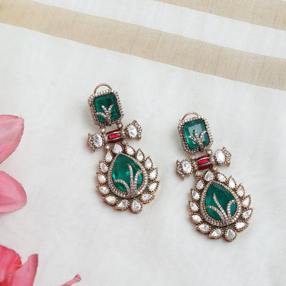 Sakhi Polki Earrings in Ruby and Emerald