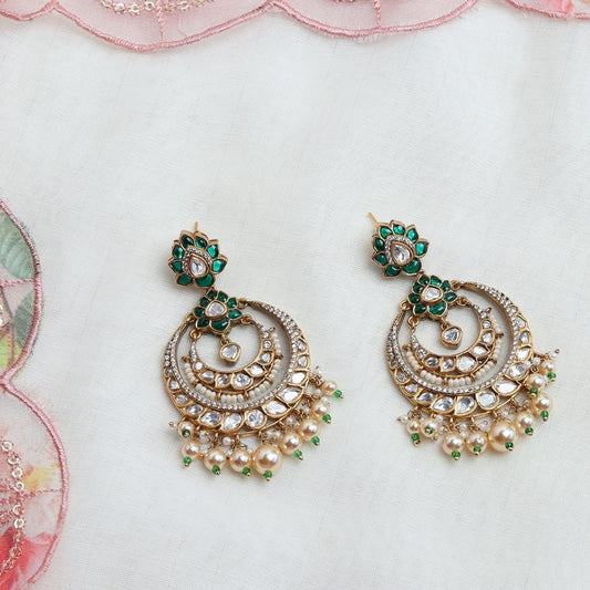 Aarvi Polki ChandBali in Emerald