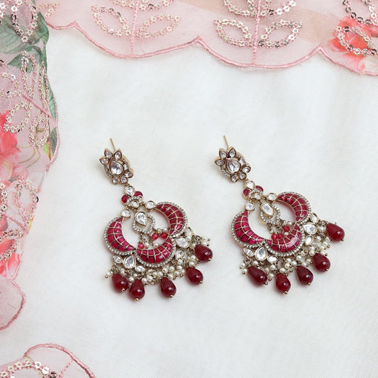 Uma Polki Earrings in Ruby