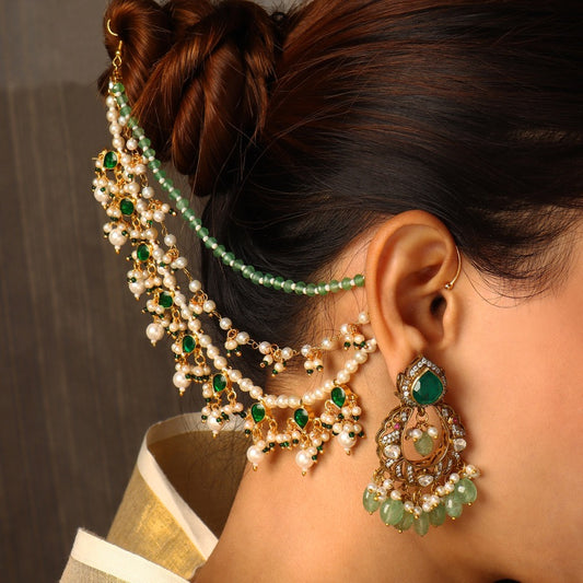 Inaaya Polki Earrings with Aisha Emerald Sahare
