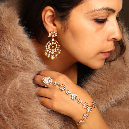 Aadhya Moissanite Polki Earrings in Ruby Enamelling