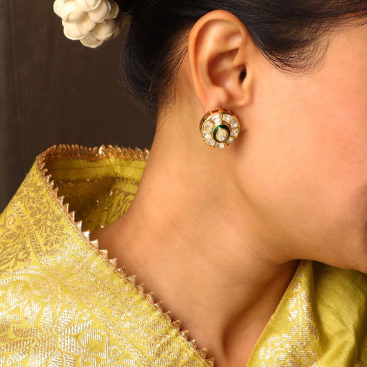 Aarohi Moissanite Polki Studs in Green